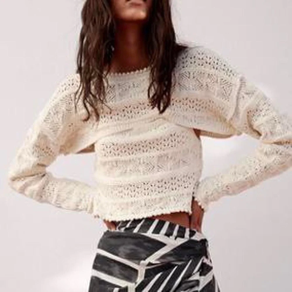 Zara crochet knit cream shrug sz.M
